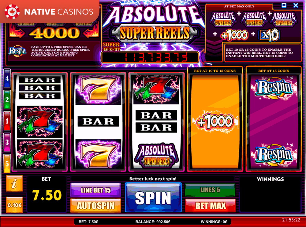 Play Absolute Super Reels By ISoftBet Info