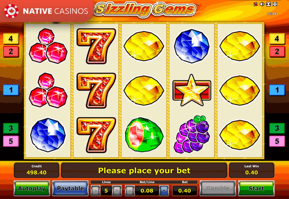 Play Sizzling Gems Slot by Novomatic For Free