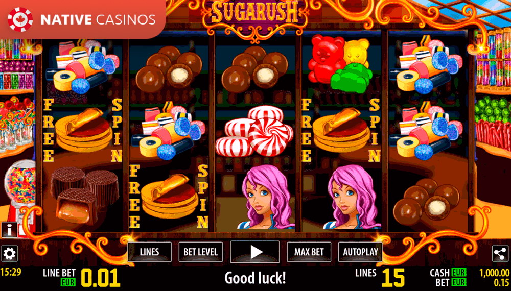 Play the Free Sugarush Slots from World Match Today