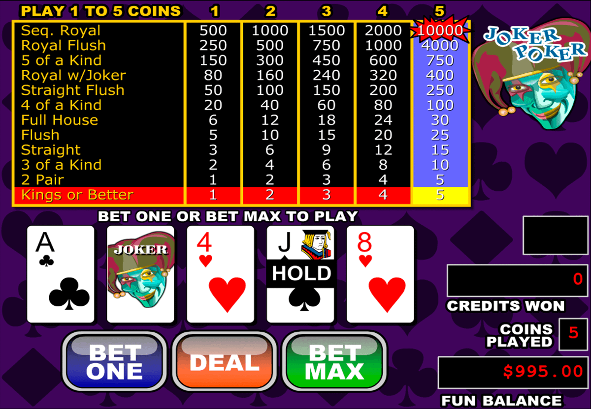 Play Play Joker Poker Video Game By RTG For Free