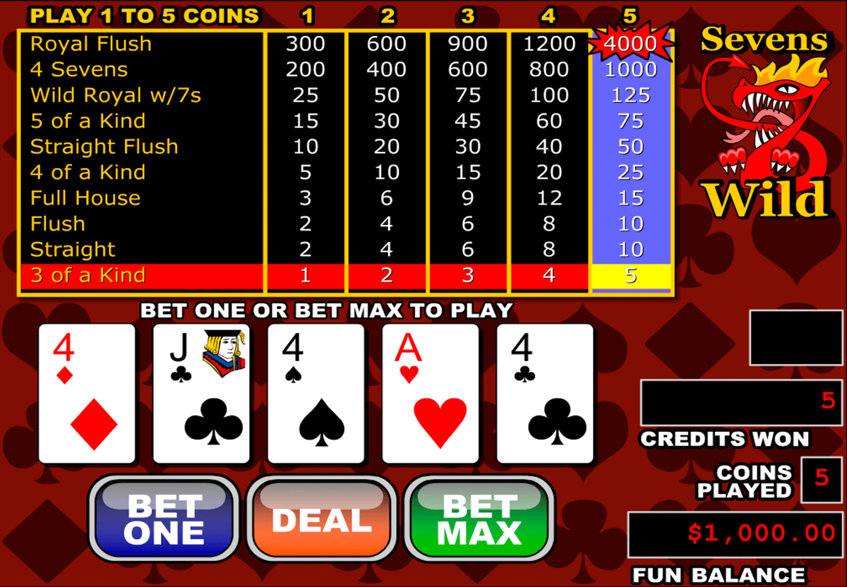 Play Play Sevens Wild Video Poker By RTG For Free