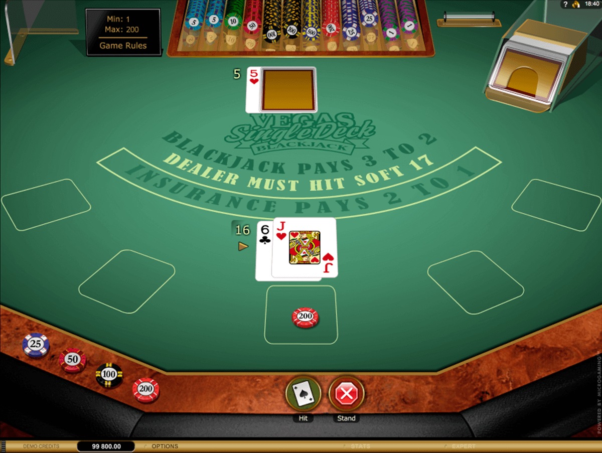Play Vegas Single Deck Blackjack Gold Series By Microgaming