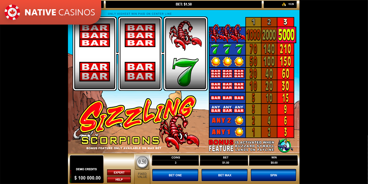 Play Sizzling Scorpions by Microgaming